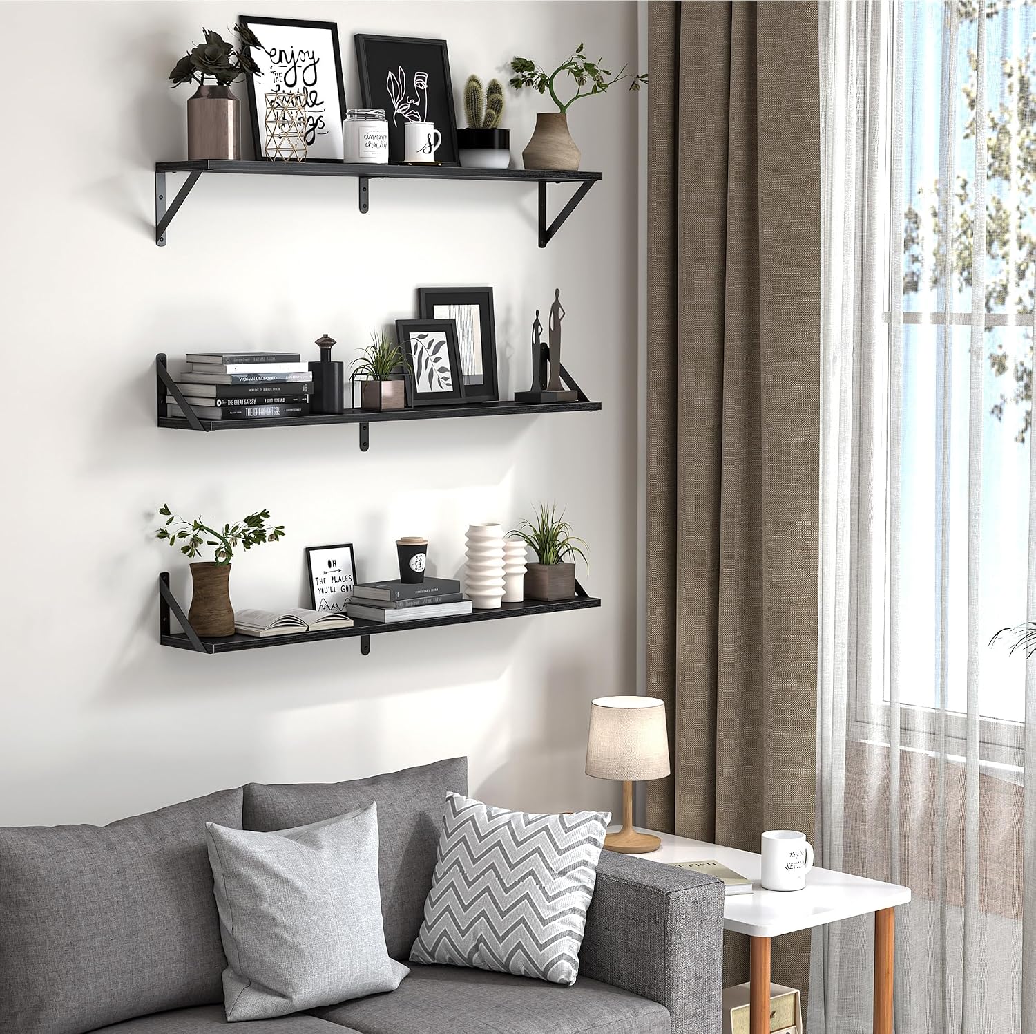 Wood Wall Mounted Floating Storage Shelves